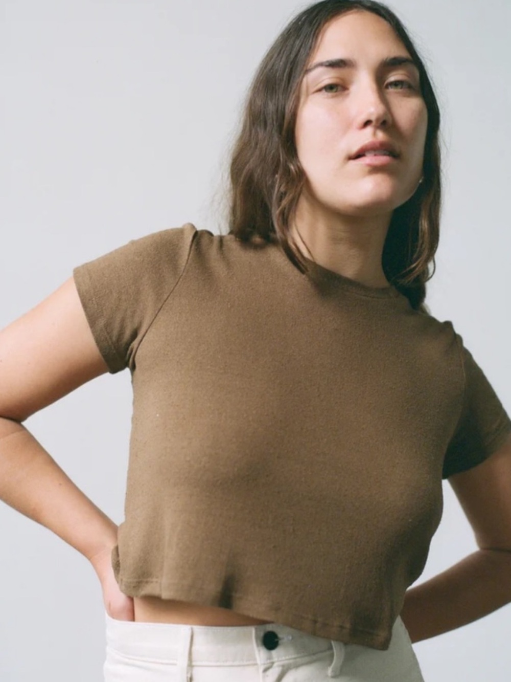 Ozma Lou Tee, Regen Silk Noil Jersey, Coffee